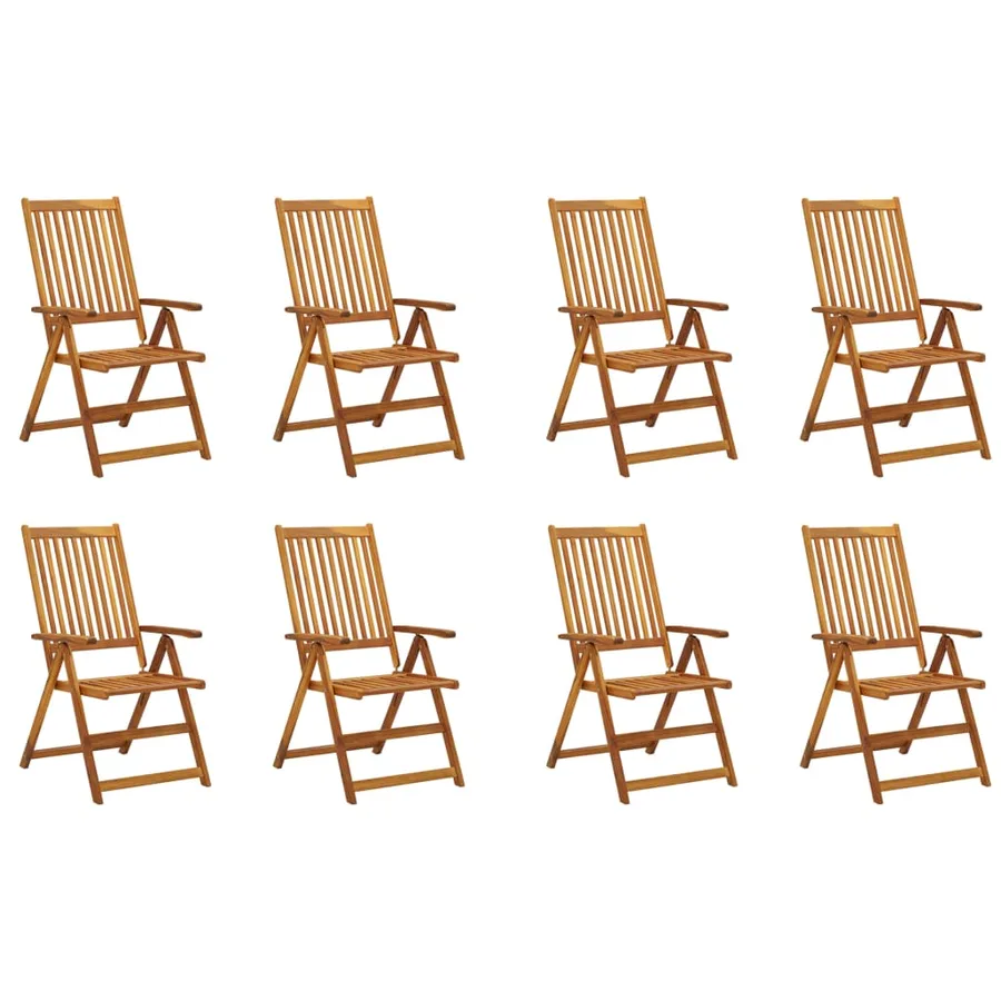 Chaises pliables de jardin avec coussins lot de 8 Bois d'acacia - 2