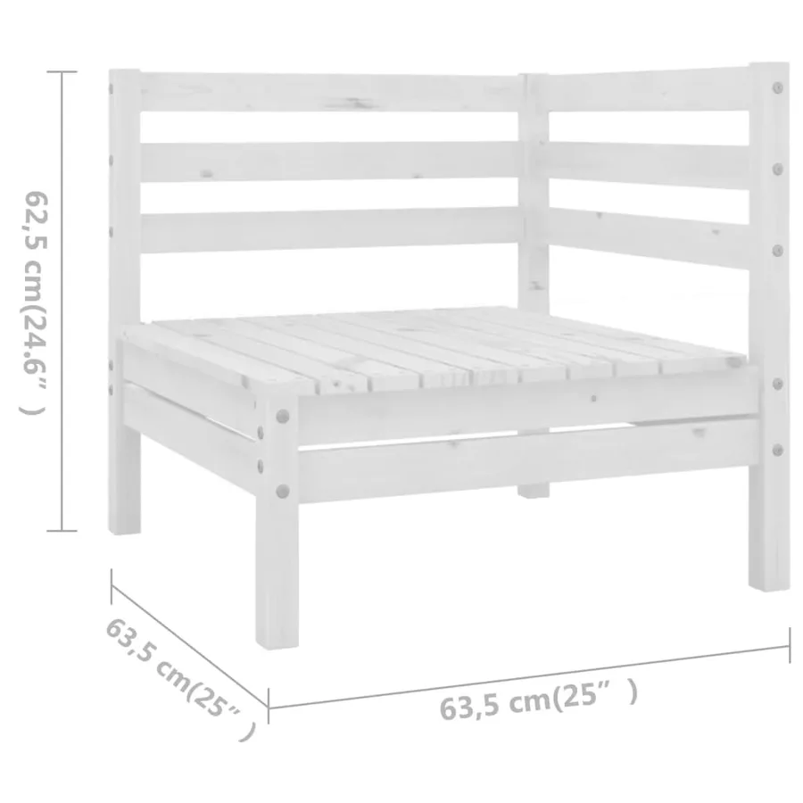 Salon de jardin 6 pcs Bois de pin massif Blanc - 7
