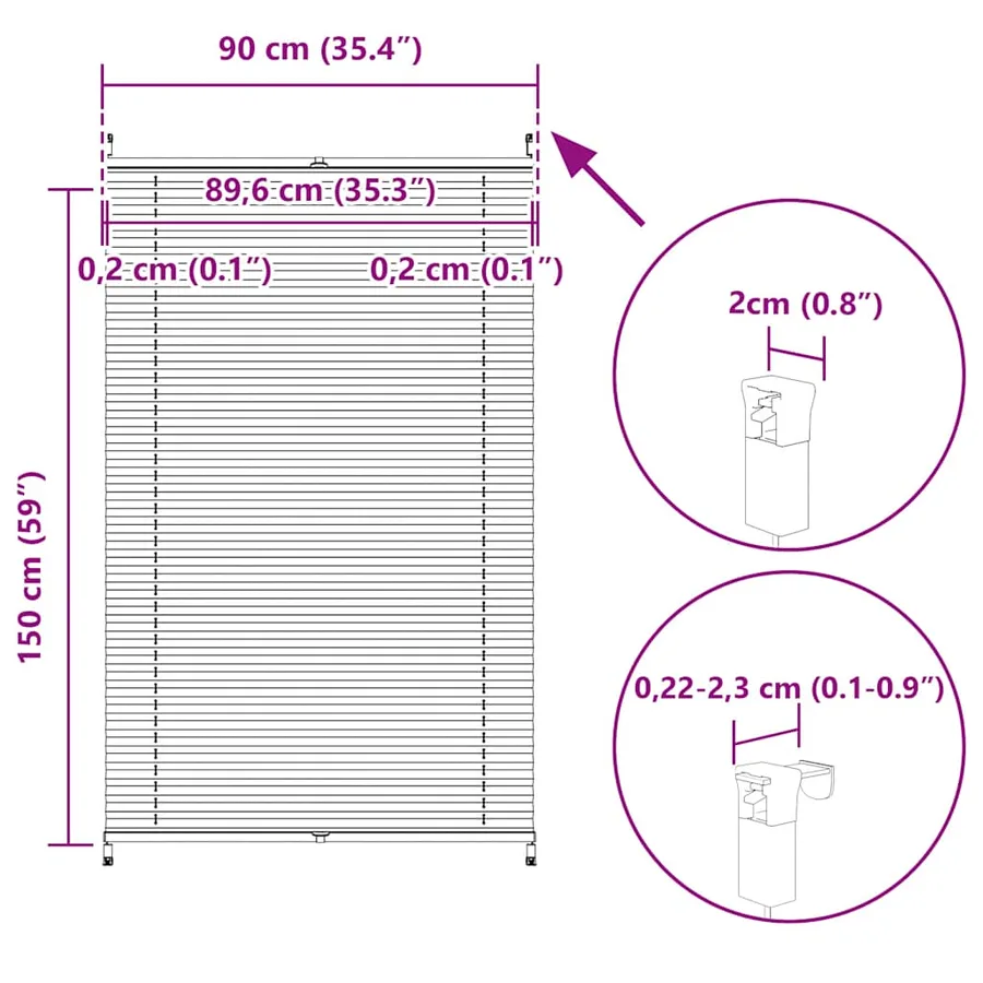 Store plissé 90x150 cm Blanc - 10