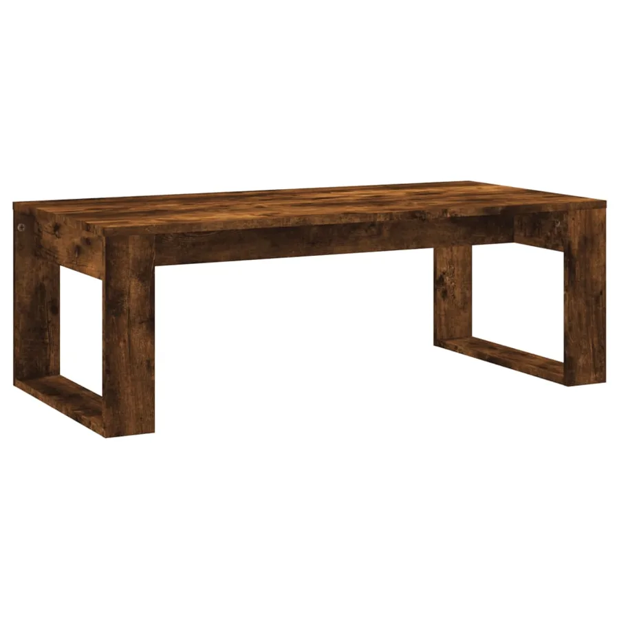 Table basse chêne fumé 102x50x35 cm bois d'ingénierie - 2