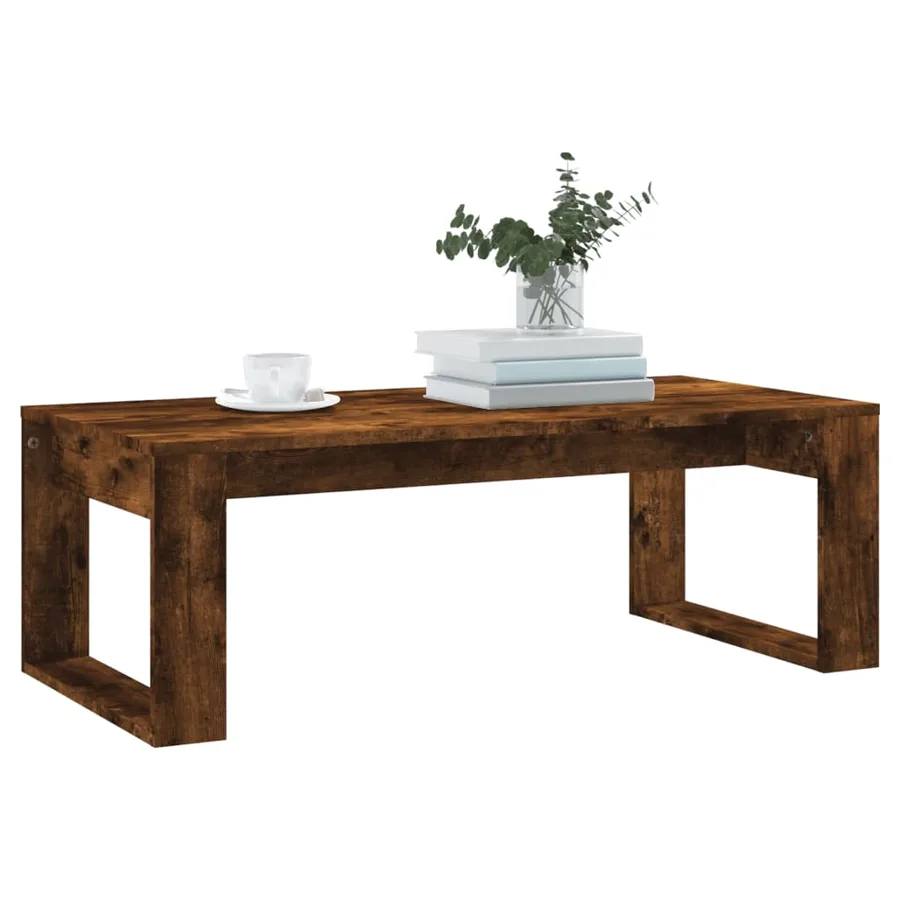 Table basse chêne fumé 102x50x35 cm bois d'ingénierie - 3