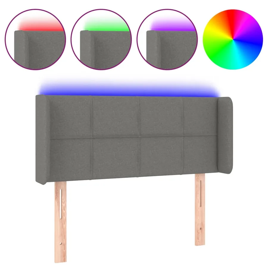 Tête de lit à LED Gris foncé 103x16x78/88 cm Tissu - 2