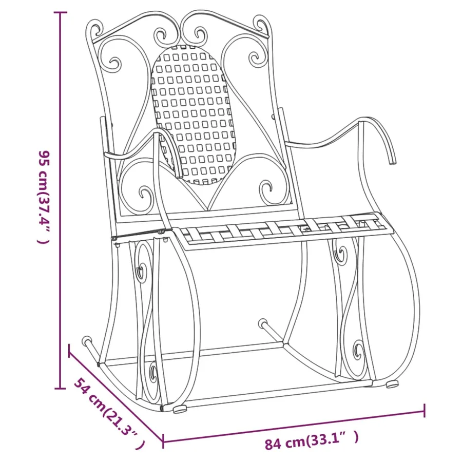 Banc à bascule 84 cm noir acier - 8