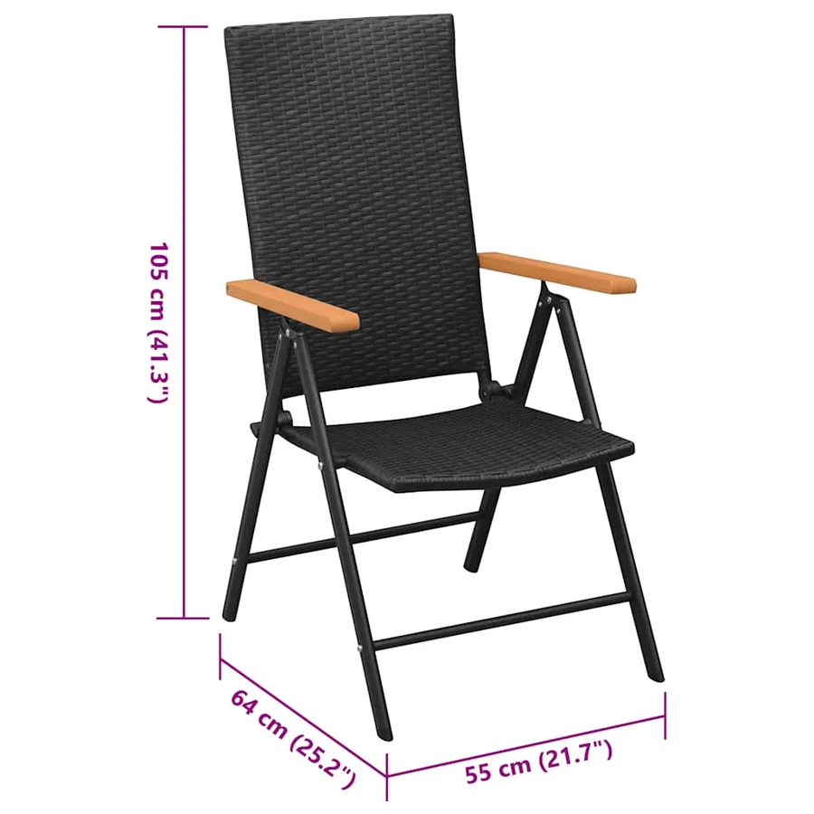 Chaises empilables de jardin lot de 2 Résine tressée Noir - 7