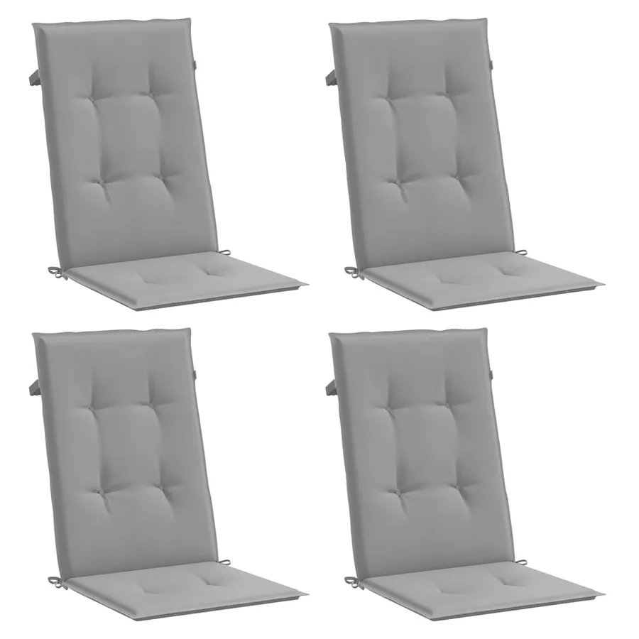Coussins de chaise de jardin à dossier haut lot de 4 gris tissu - 3