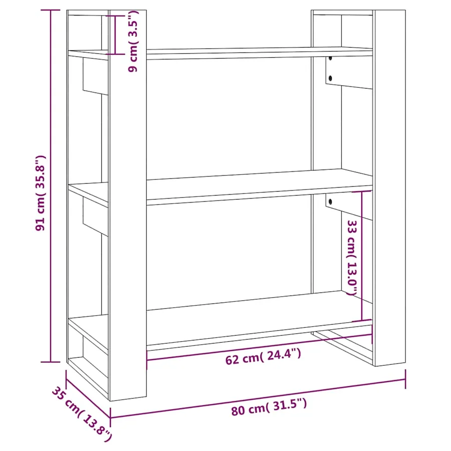 Bibliothèque/Séparateur de pièce 80x35x91 cm Bois massif Pin - 8
