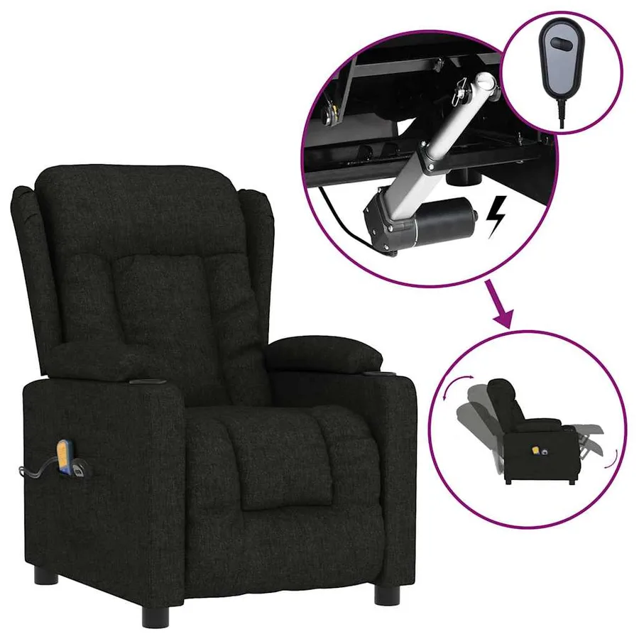 Fauteuil électrique de massage Noir Tissu - 2