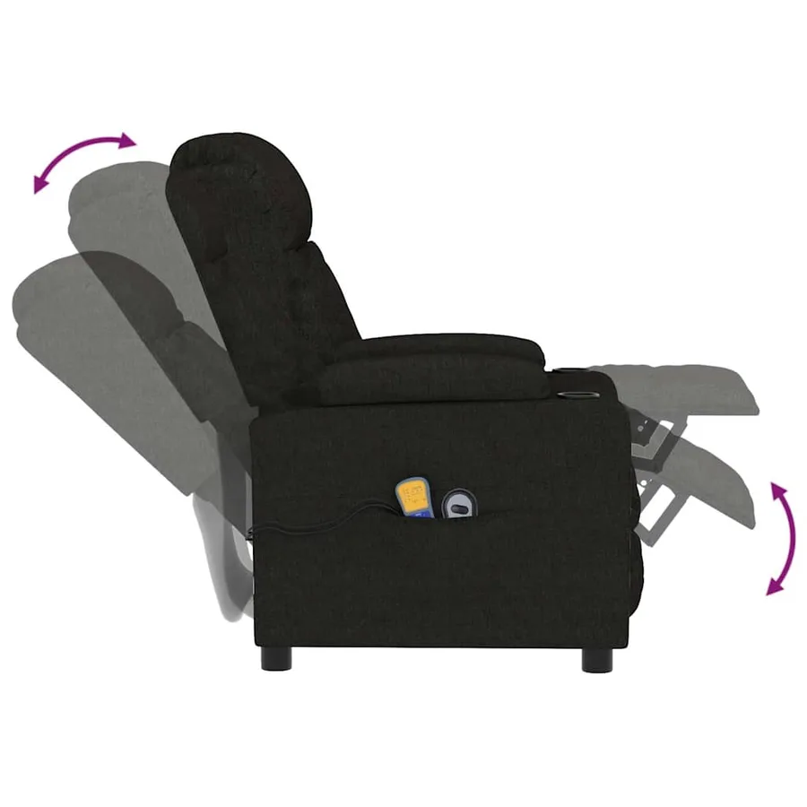 Fauteuil électrique de massage Noir Tissu - 7