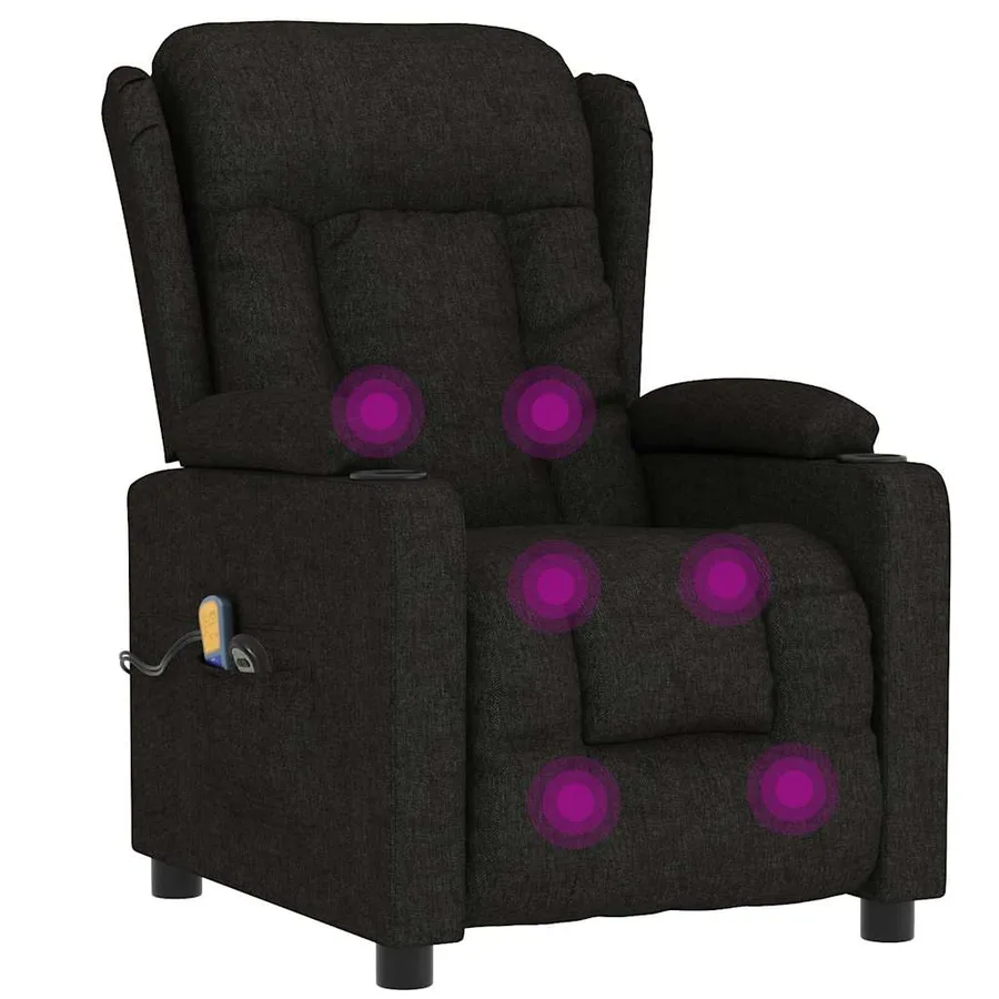 Fauteuil électrique de massage Noir Tissu - 8