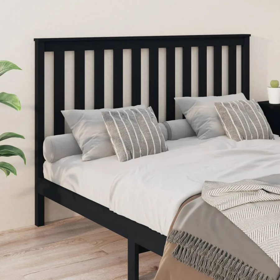 Tête de lit Noir 166x6x101 cm Bois massif de pin - 4