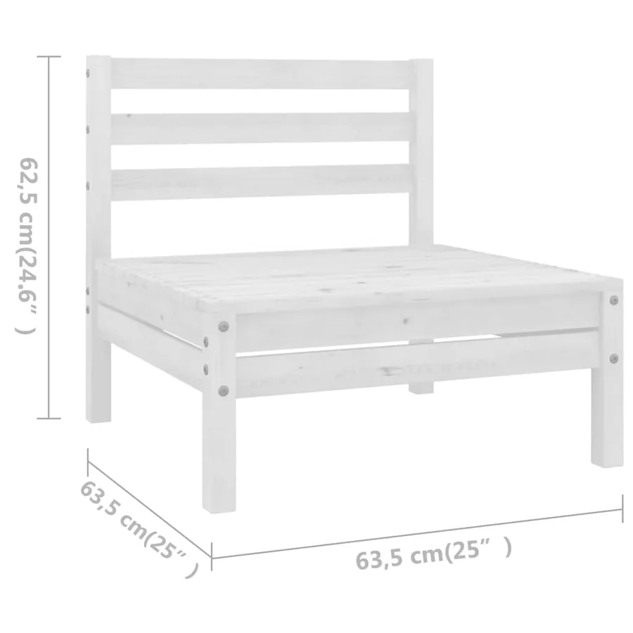 Salon de jardin 7 pcs Bois de pin massif Blanc - 6