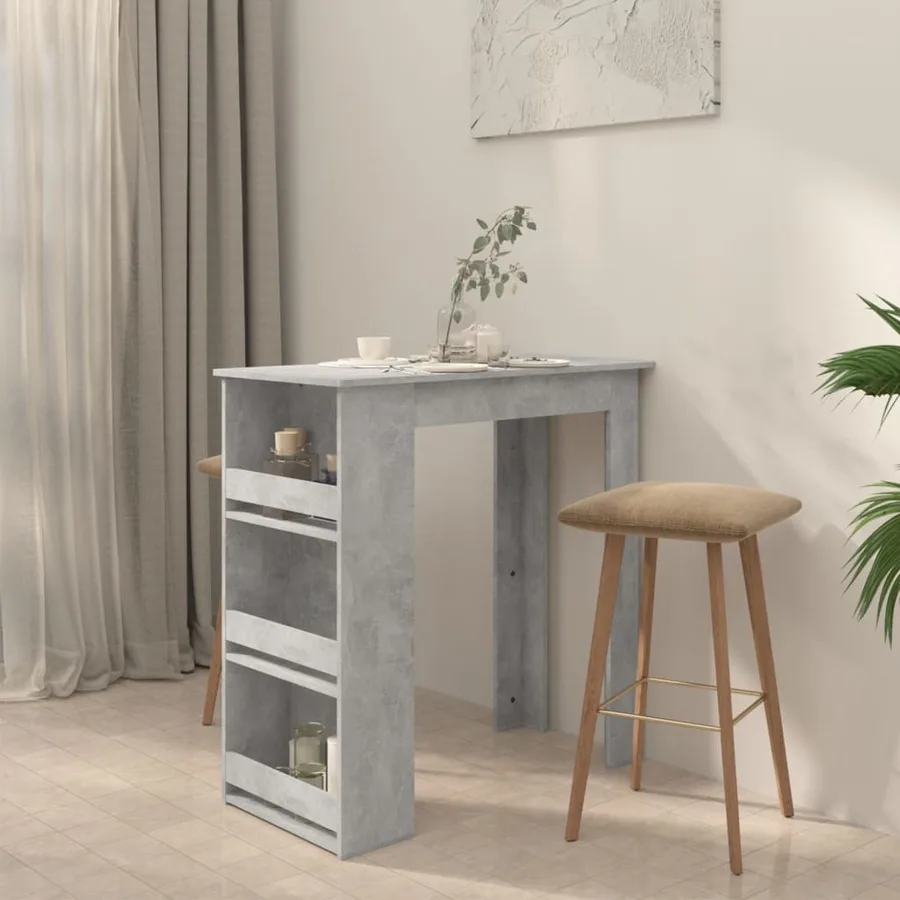 Table de bar à étagère de rangement Gris béton 102x50x103,5 cm - 3