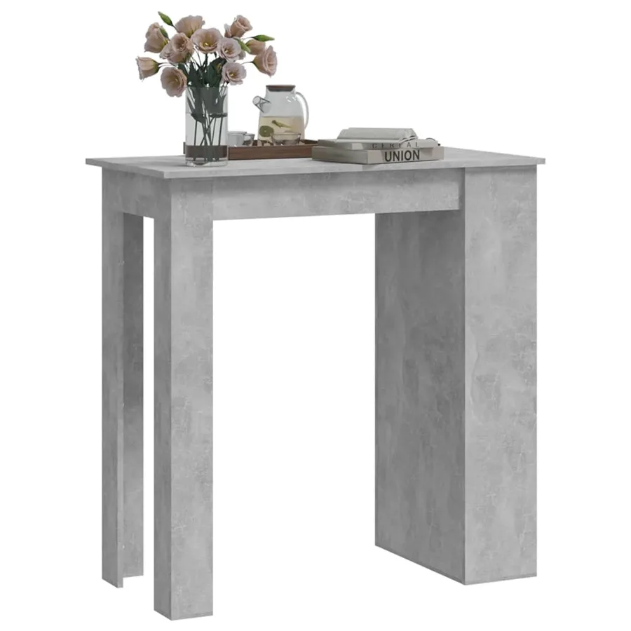 Table de bar à étagère de rangement Gris béton 102x50x103,5 cm - 4