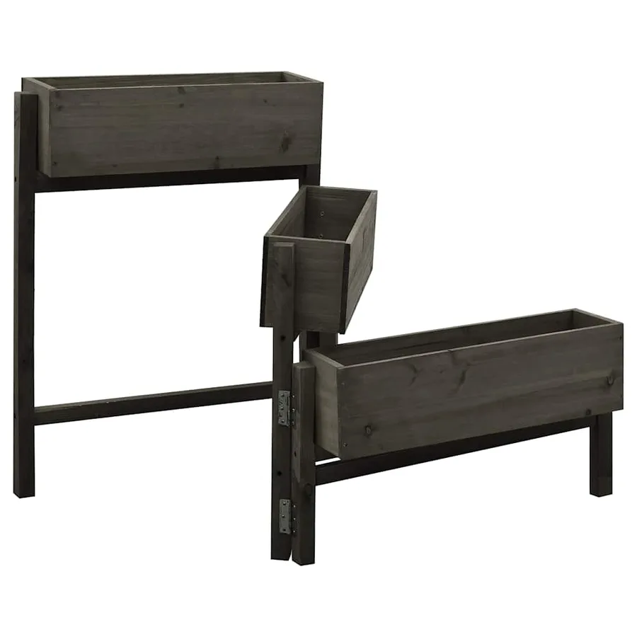 Jardinière pliable de jardin Gris 60x14x75 cm Bois de sapin - 2