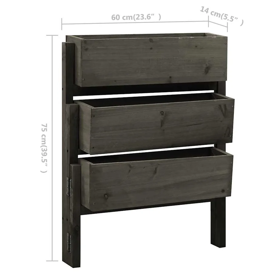 Jardinière pliable de jardin Gris 60x14x75 cm Bois de sapin - 5
