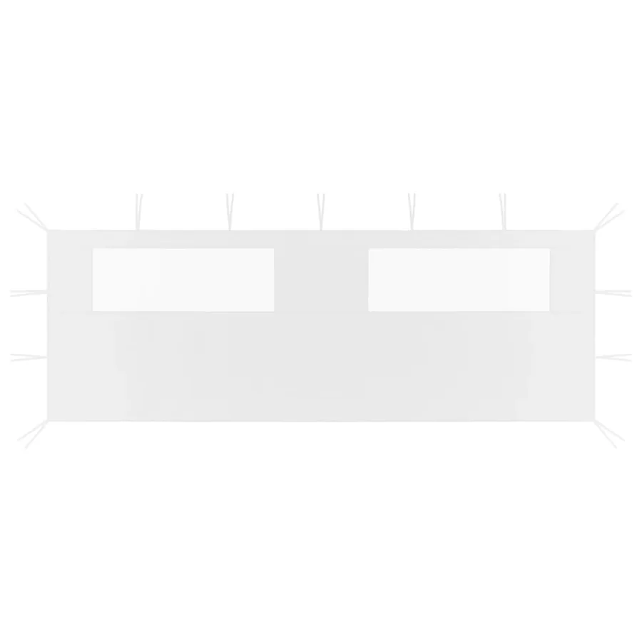 Paroi latérale de belvédère avec fenêtres 6x2 m Blanc