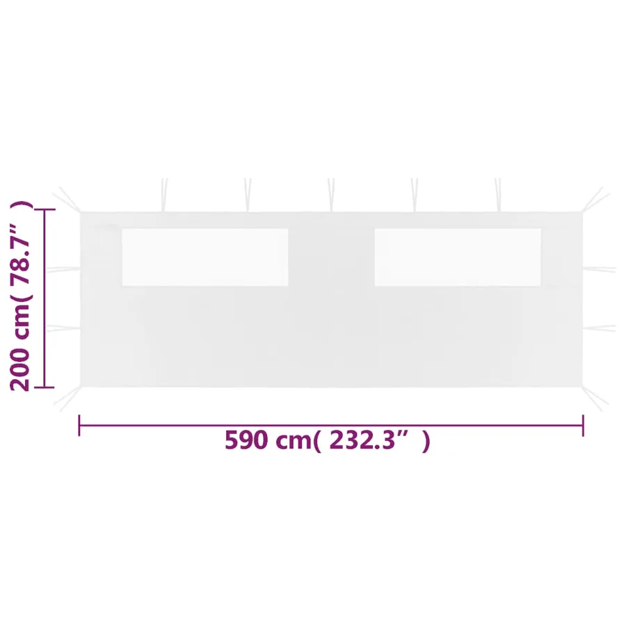 Paroi latérale de belvédère avec fenêtres 6x2 m Blanc - 4