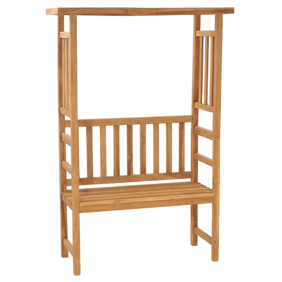 Banc de jardin avec pergola 115 cm bois de teck solide
