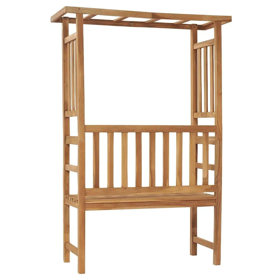 Banc de jardin avec pergola 115 cm bois de teck solide - 4