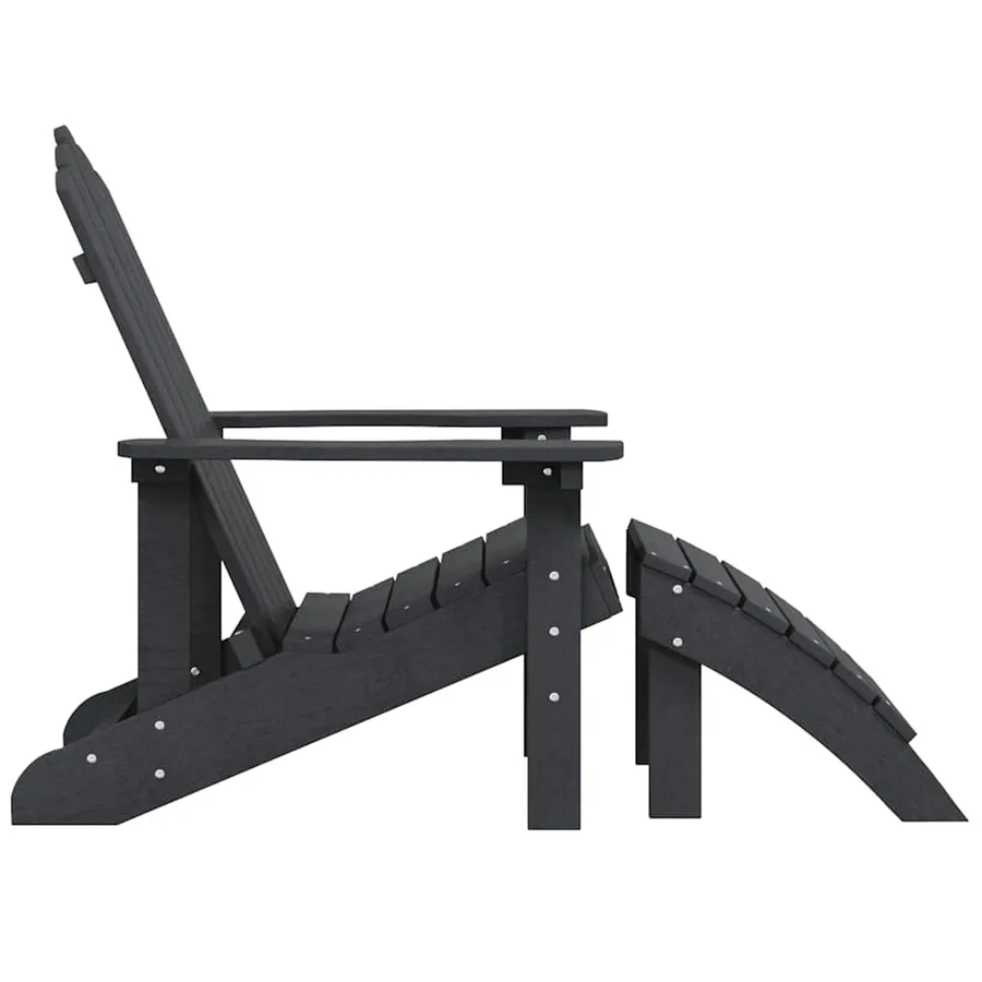 Chaise de jardin Adirondack avec repose-pied PEHD anthracite - 4
