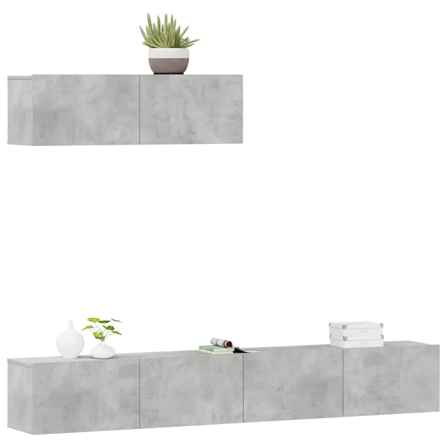 Ensemble de meubles TV 3 pcs Gris béton Bois d'ingénierie - 3