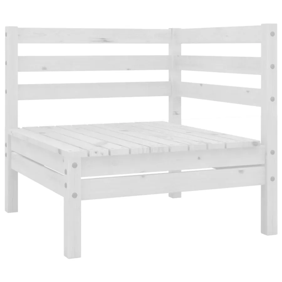 Salon de jardin 7 pcs Bois de pin massif Blanc - 3