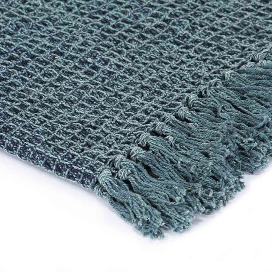 Couverture en coton 125 x 150 cm Bleu indigo - 3