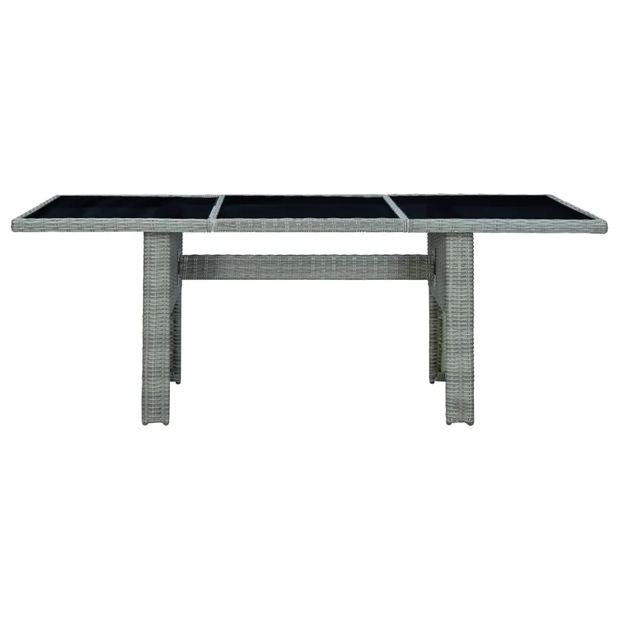 Table de jardin Gris clair Résine tressée et verre trempé - 2