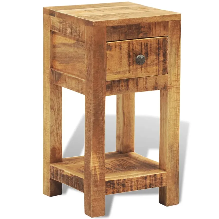 Table de chevet avec 1 tiroir Bois massif de manguier