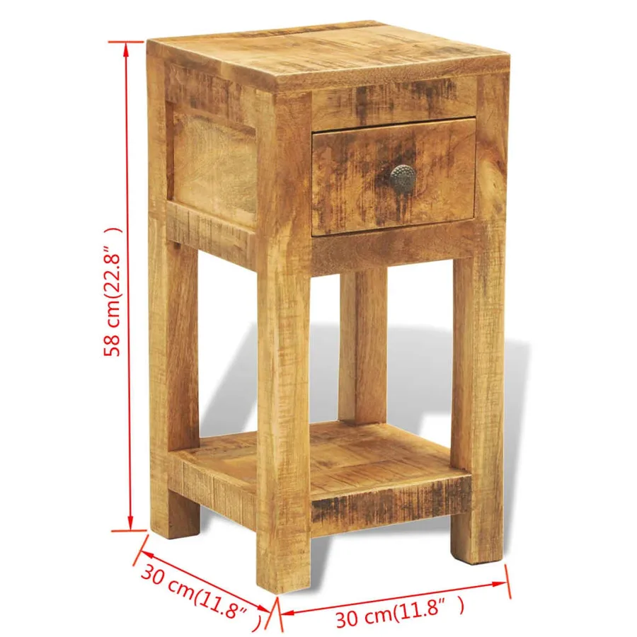 Table de chevet avec 1 tiroir Bois massif de manguier - 10