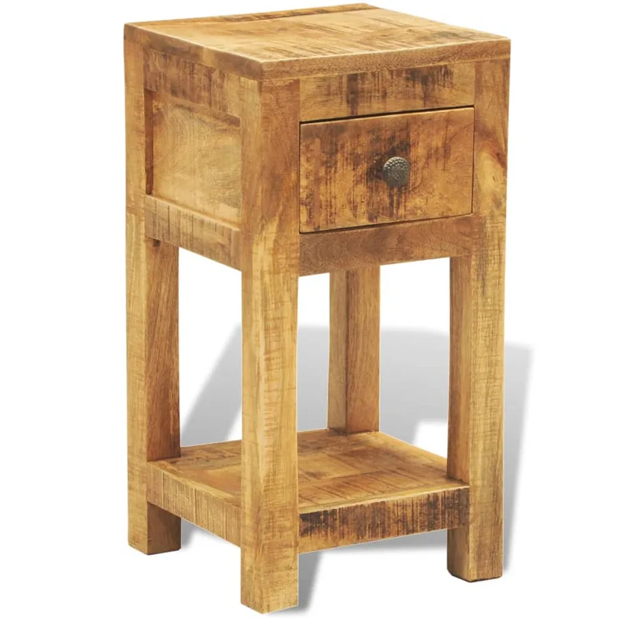 Table de chevet avec 1 tiroir Bois massif de manguier - 2