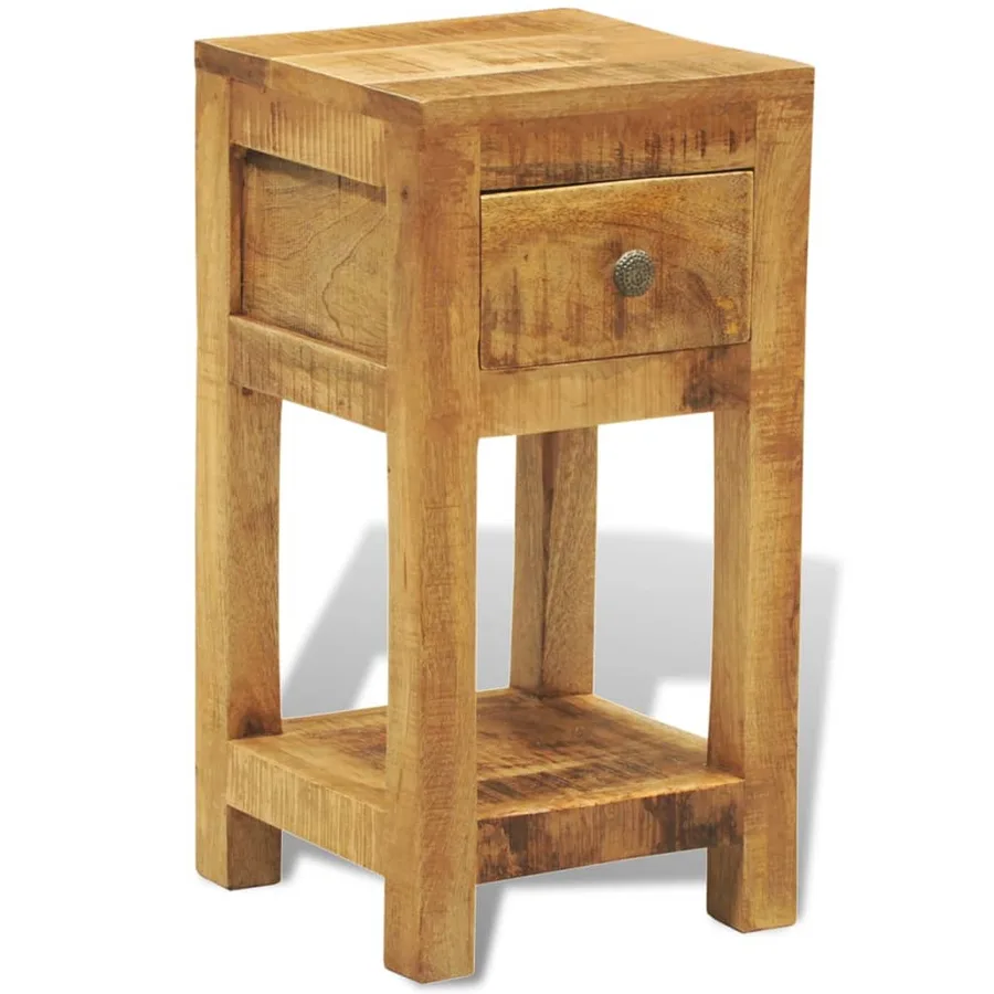 Table de chevet avec 1 tiroir Bois massif de manguier - 3