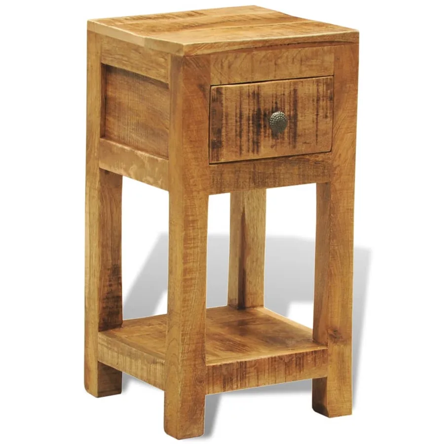 Table de chevet avec 1 tiroir Bois massif de manguier - 4