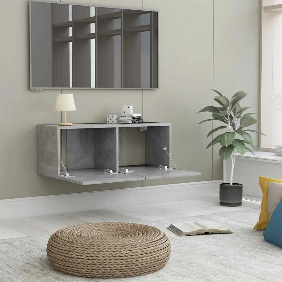Meuble TV Gris béton 80x30x30 cm Bois d’ingénierie - 3