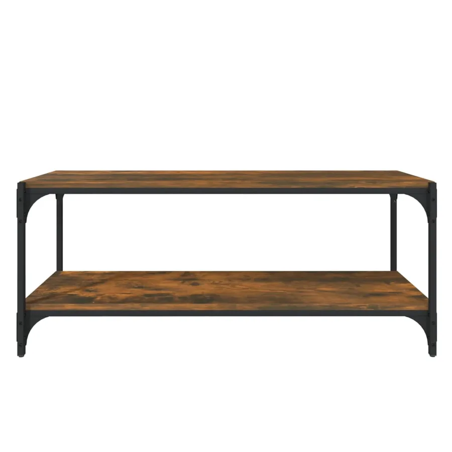 Meuble TV Chêne fumé 100x33x41 cm Bois d'ingénierie et acier - 4