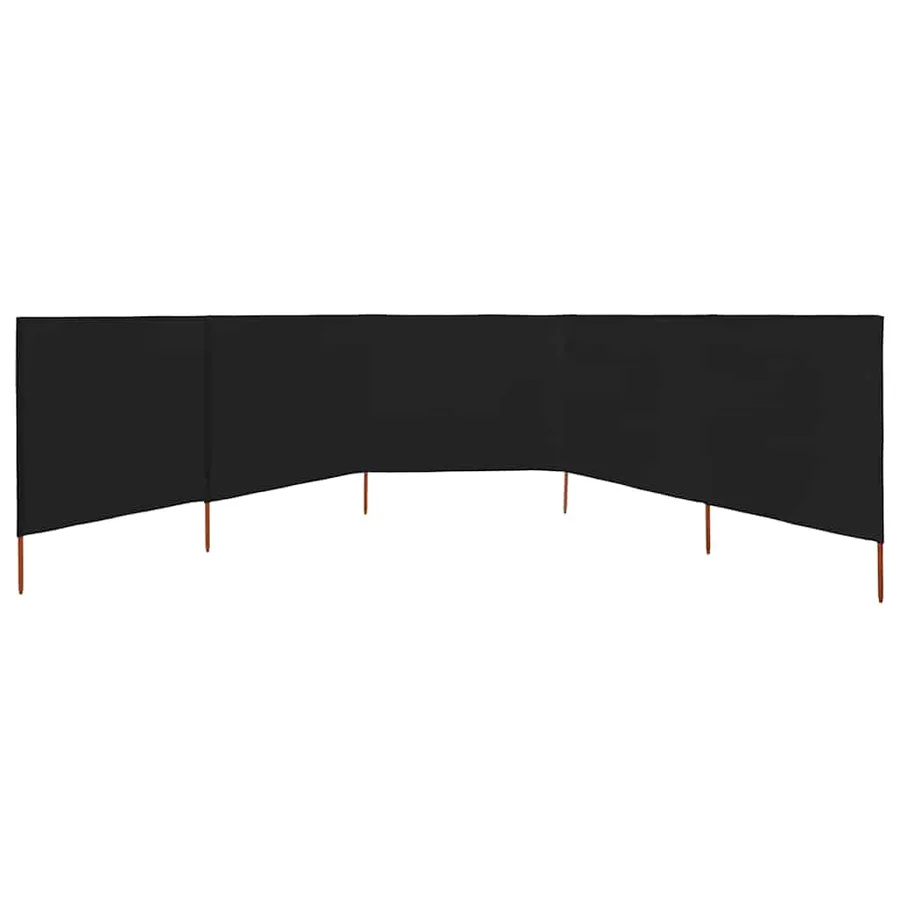Paravent 5 panneaux Tissu 600 x 80 cm Noir - 3