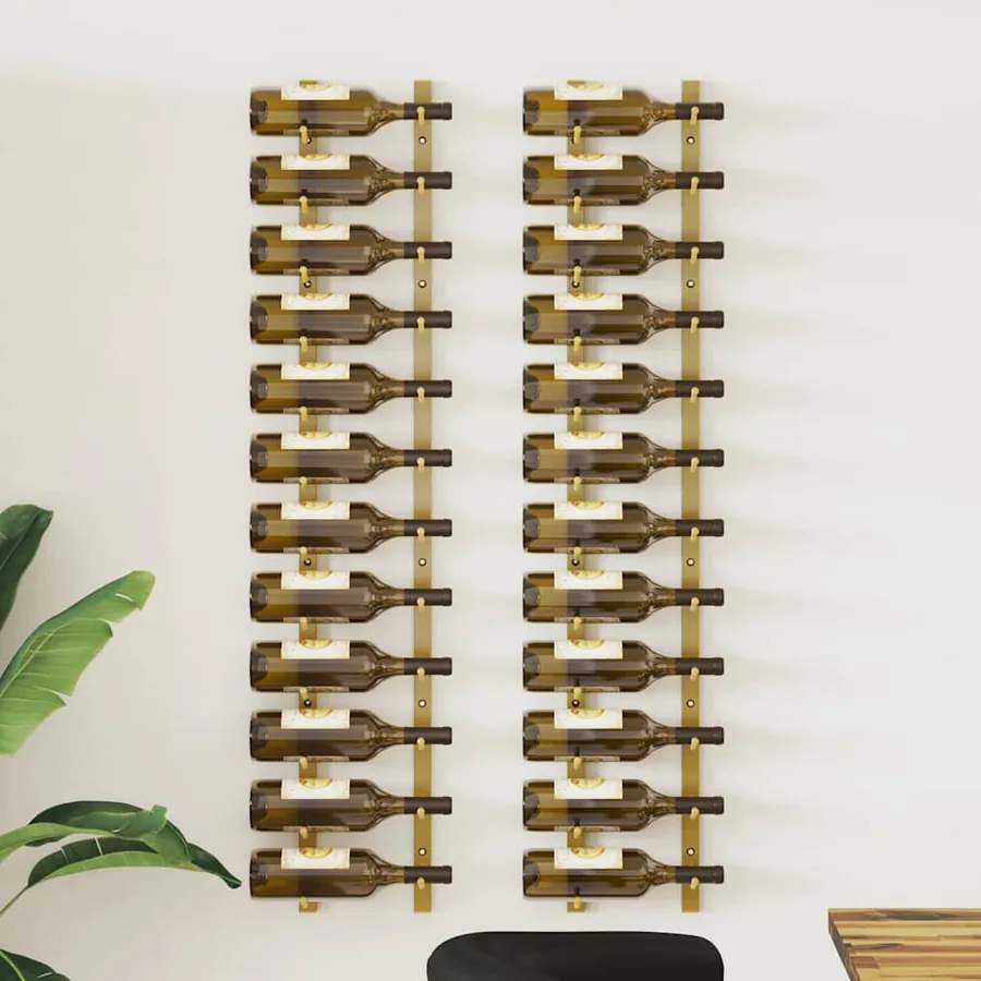Casier à vin mural pour 12 bouteilles 2 pcs Doré Fer