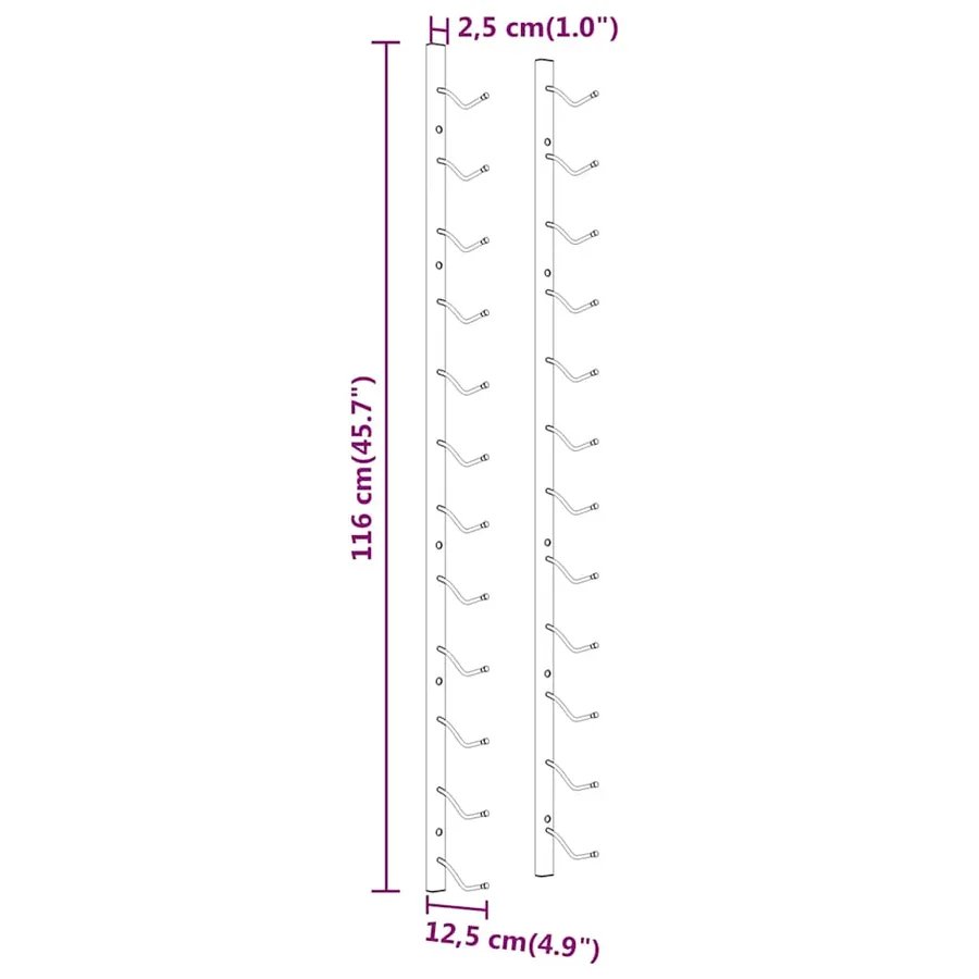 Casier à vin mural pour 12 bouteilles 2 pcs Doré Fer - 10