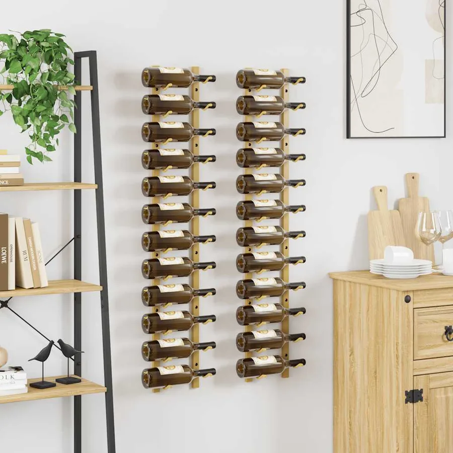 Casier à vin mural pour 12 bouteilles 2 pcs Doré Fer - 3