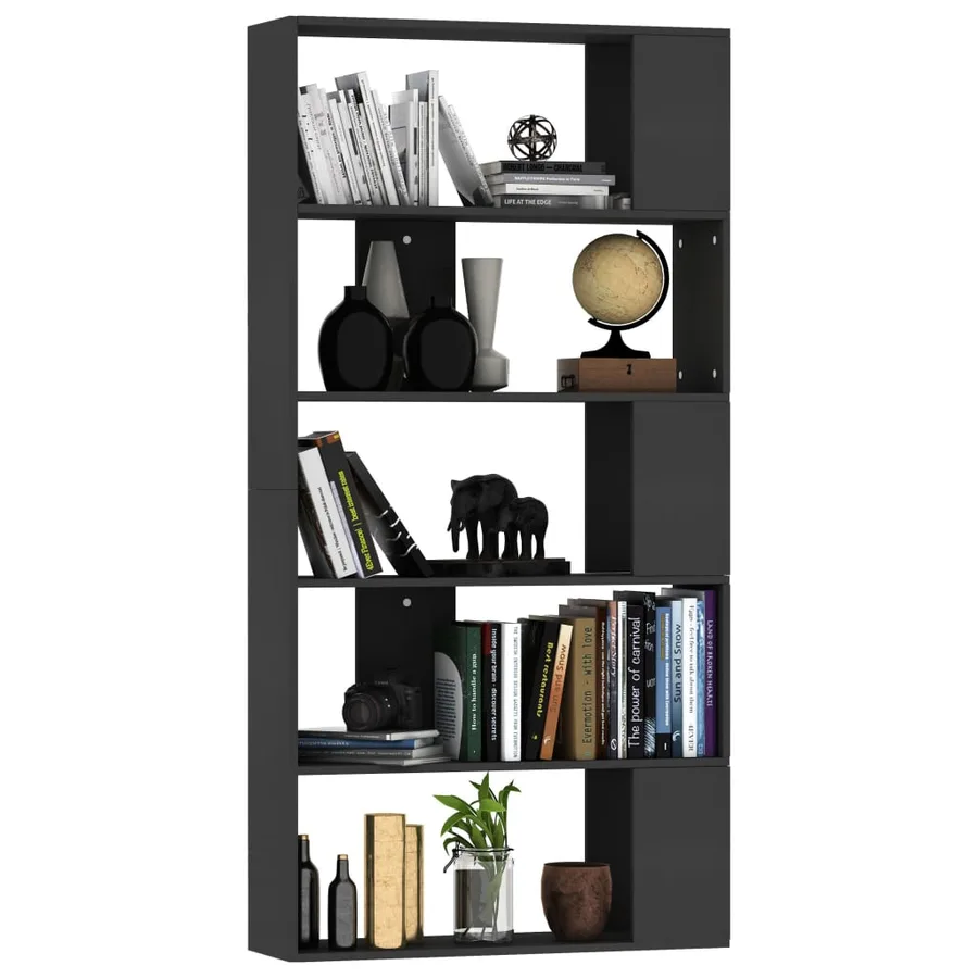 Bibliothèque/Séparateur de pièce Noir Bois d’ingénierie - 3