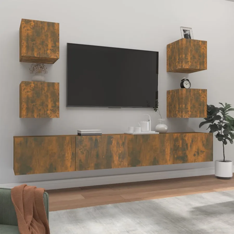 Ensemble de meubles TV 6 pcs Chêne fumé Bois d'ingénierie