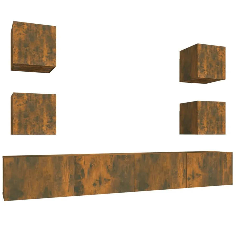 Ensemble de meubles TV 6 pcs Chêne fumé Bois d'ingénierie - 2