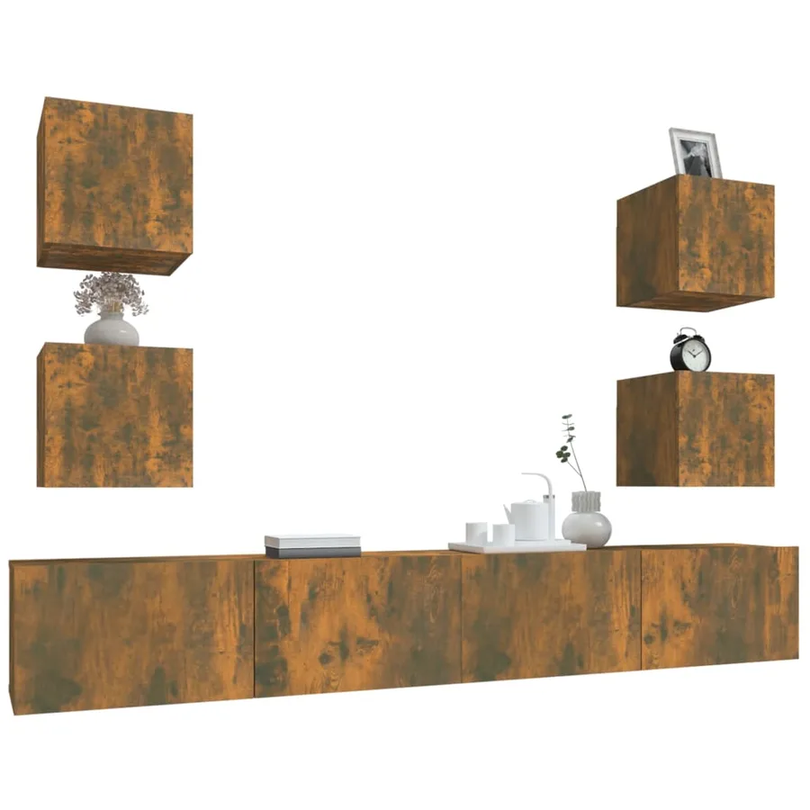Ensemble de meubles TV 6 pcs Chêne fumé Bois d'ingénierie - 4