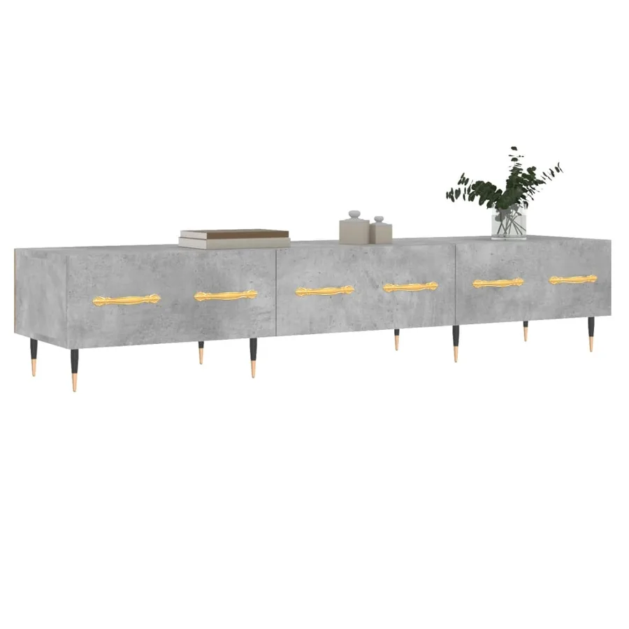 Meuble TV gris béton 150x36x30 cm bois d'ingénierie - 3