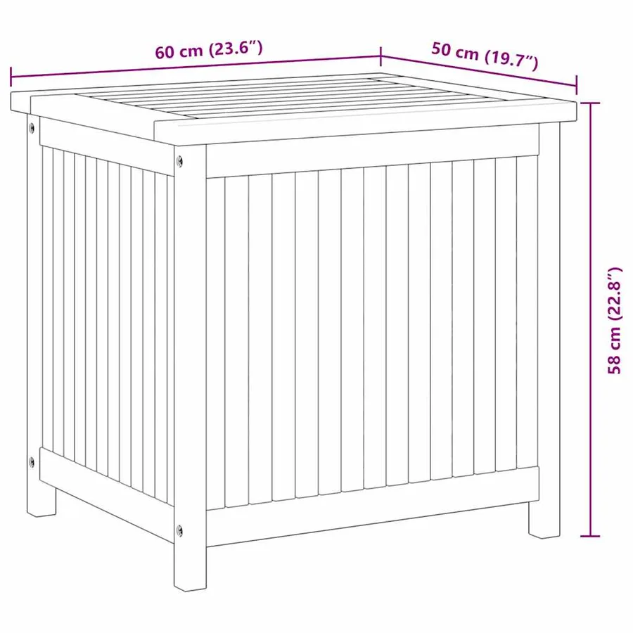 Boîte de rangement de jardin 60x50x58 cm Bois de teck solide - 10