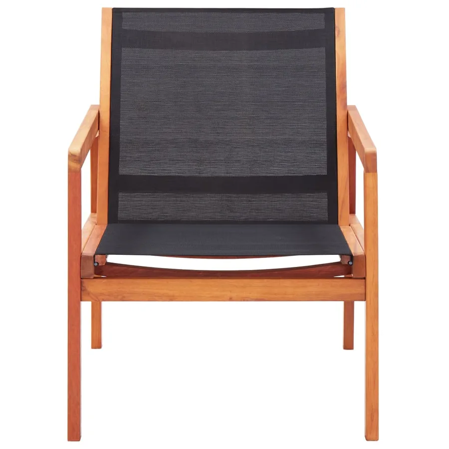 Chaise de jardin Noir Bois d'eucalyptus solide et textilène - 2