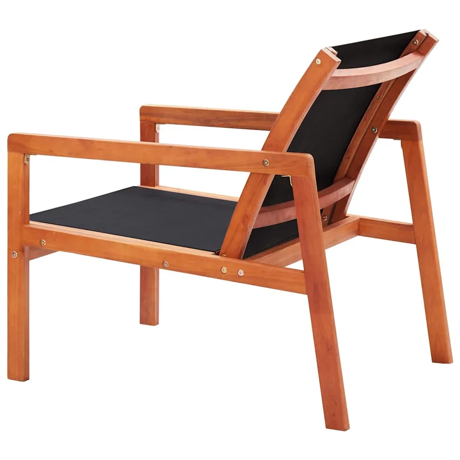 Chaise de jardin Noir Bois d'eucalyptus solide et textilène - 4