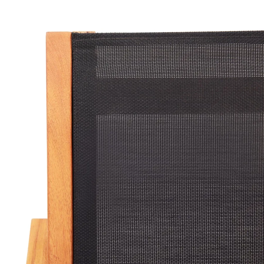 Chaise de jardin Noir Bois d'eucalyptus solide et textilène - 5
