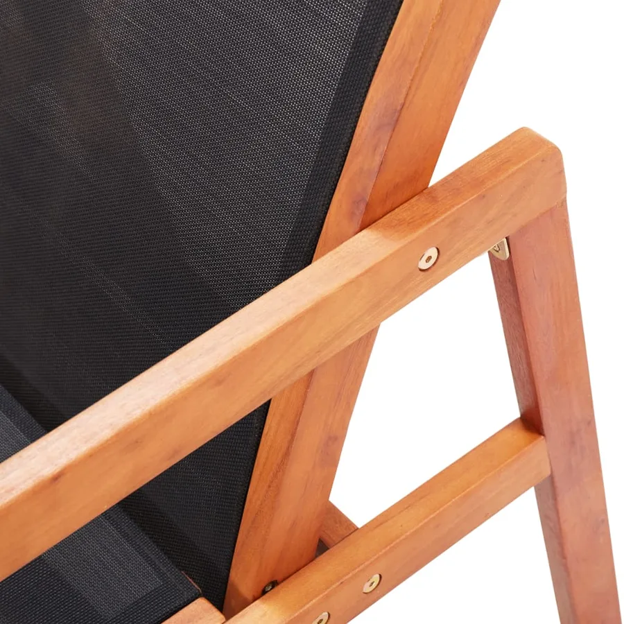 Chaise de jardin Noir Bois d'eucalyptus solide et textilène - 6