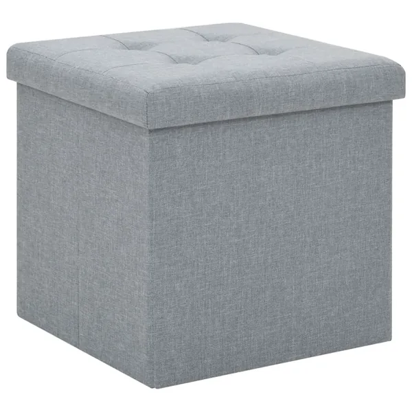 Tabouret de rangement pliable Gris clair Faux lin